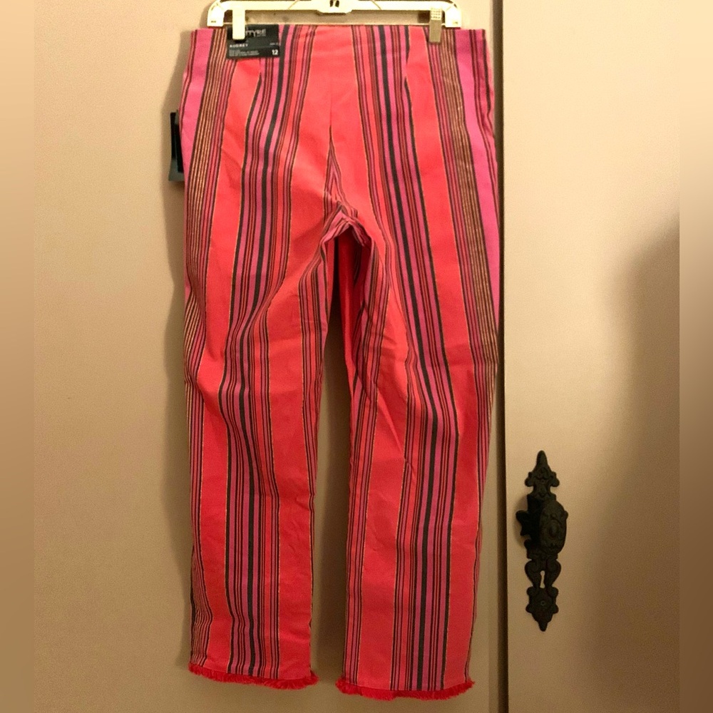 Attyre Striped Pink and Black Women's Cropped Pants - Picture 2 of 6